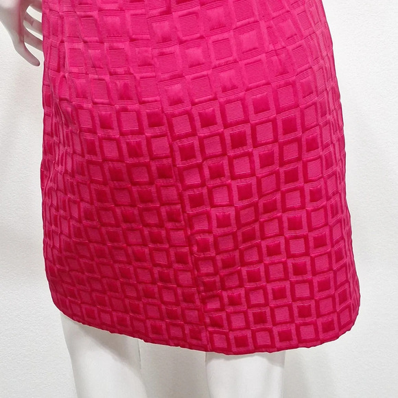 Madison Leigh Pink Preppy Square Pattern Romantic Sleeveless Sheath Dress Sz 12P - Picture 7 of 9